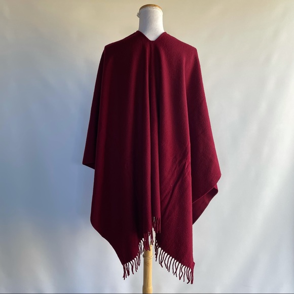 Alain Manoukian Wool Tasseled Poncho Wrap - Picture 3 of 6